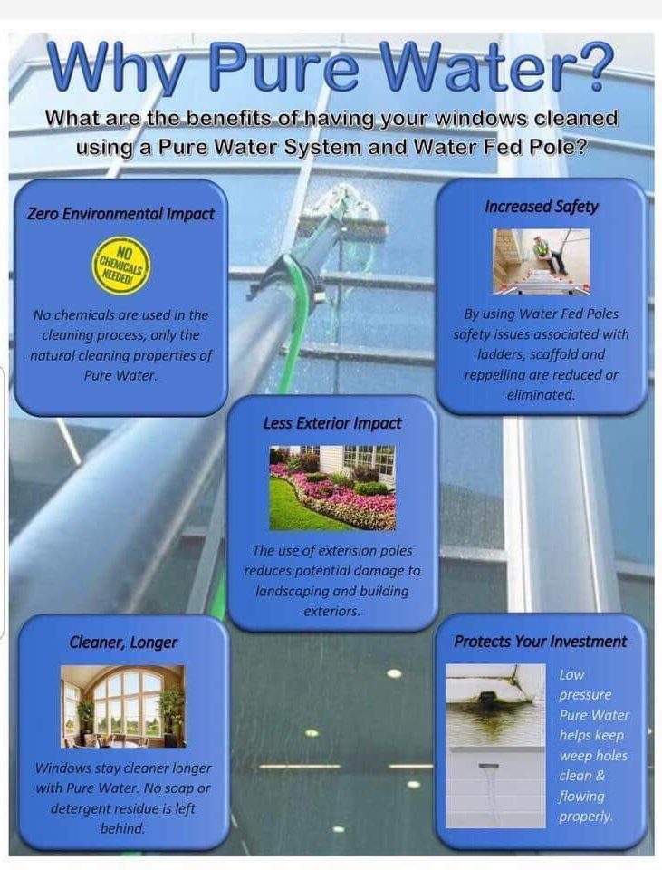MJF Window Cleaning using water fed pole and pure water to clean your windows